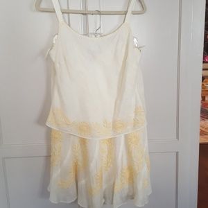 Yellow linen embroidered sundress set Sz 8